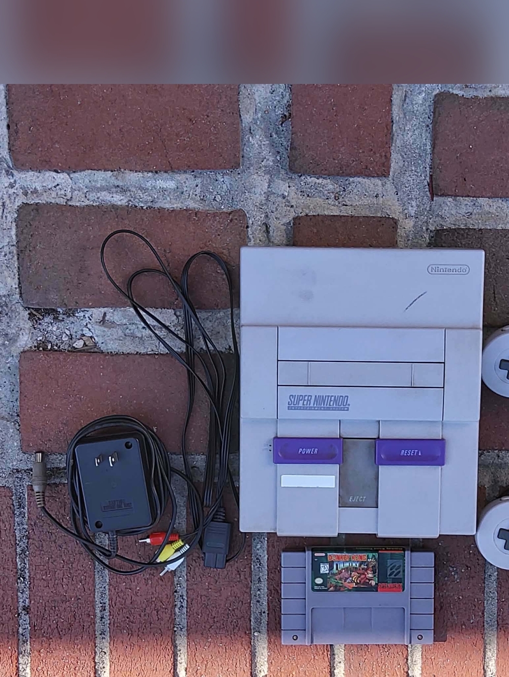 Super Nintendo Snes Console & Donkey Kong Country w/ RC AV Cord TESTED & WORKS